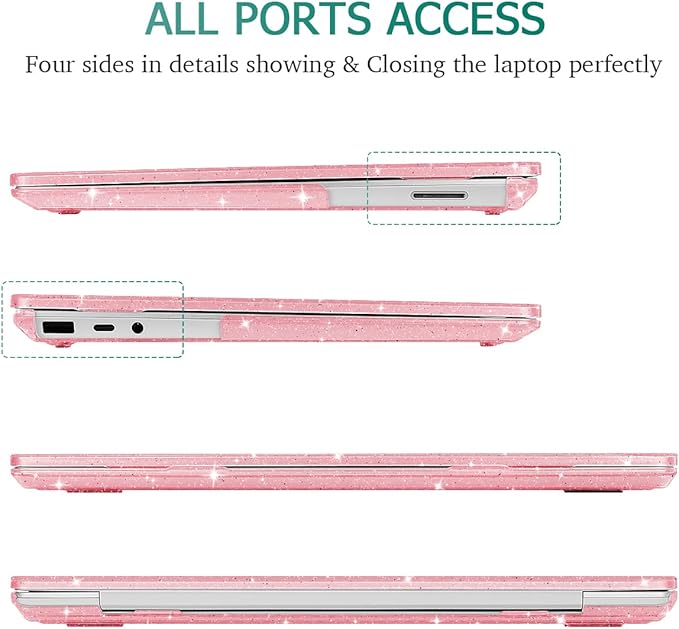 Case for 13.5" Microsoft Surface Laptop 5/4/3 with Metal Palm Rest ONLY 2019-2022 Release Models:1868/1951, Plastic Hard Shell Case with Keyboard Cover & Screen Protector, Sparkly Pink