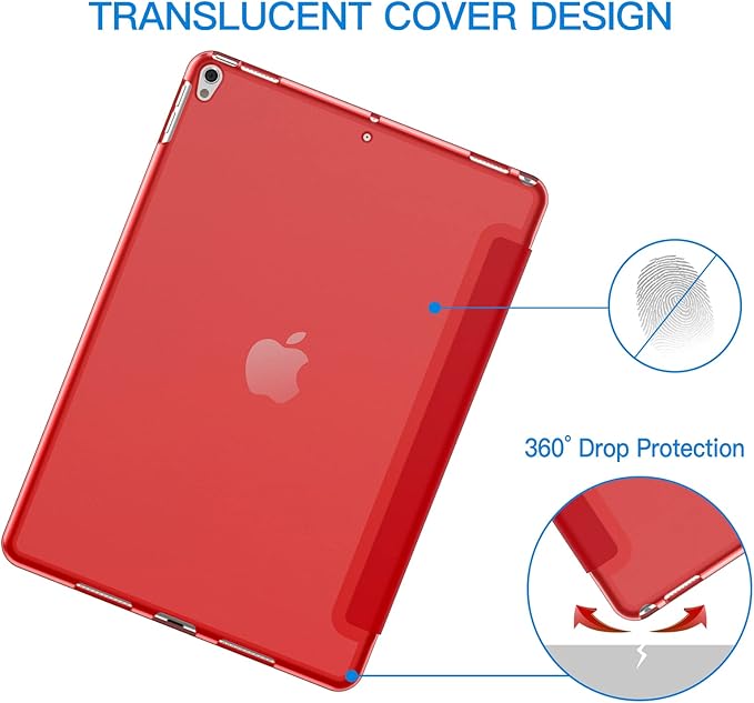 JETech Case for iPad Pro 10.5-Inch and iPad Air 3 (10.5-Inch 2019, 3rd Generation), Smart Cover Auto Wake/Sleep Cover (Red)