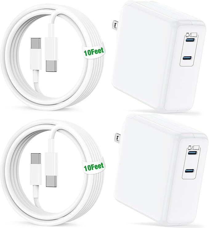 Mac Book Pro Charger and 10ft Type C to C Cable Cord Long,100W USB C Fast Charging Power Adapter for MacBook Pro/Air 16 15 14 13 inch/2025 2024 2023 2022 2021/M5 M4 M3 M2M1/Laptop,iPad,iPhone 17 16 15
