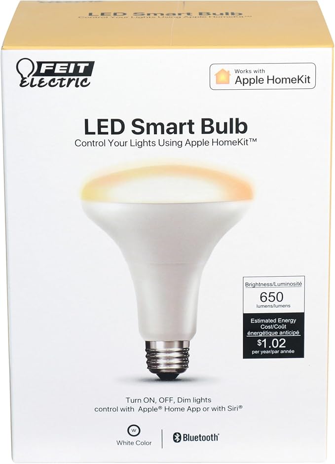 Feit Electric BR30/SW/HK 65W Equivalent BR30 Flood Smart, Works with Apple HomeKit and Siri Voice Control, No Hub Required LED Light Bulb, 5.4" H x 3.8" D, 2700K Soft White