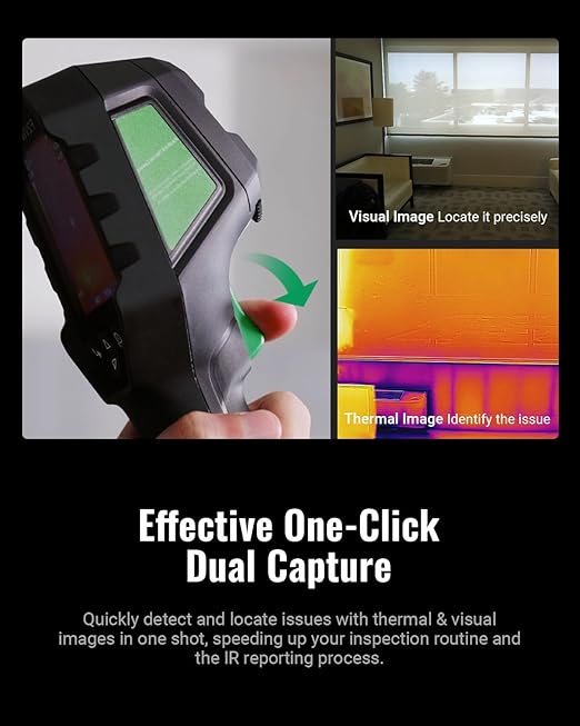 F2VW Thermal Camera 256x192 IR Resolution with 2MP Visual Camera, 640x480 3.2" Screen Thermal Imaging Camera,Super Resolution Image,Dual-Camera Thermal Imager,16 GB Storage,Carrying Case