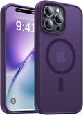 Magnetic for iPhone 14 Pro Case,[Compatible with MagSafe][Military-Grade Drop Protection][Anti-Yellowing]Shockproof Protective Translucent Matte Cover for iPhone 14 Pro Phone Case,Deep Purple