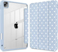 Tuiklol for iPad Pro 11 Inch 4th / 3rd / 2nd / 1st Gen (2022 2021 2020 2018) Case -Built-in Pencil Holder Shockproof Cover Clear Transparent Back Shell with Auto Wake/Sleep, Spot-Blue