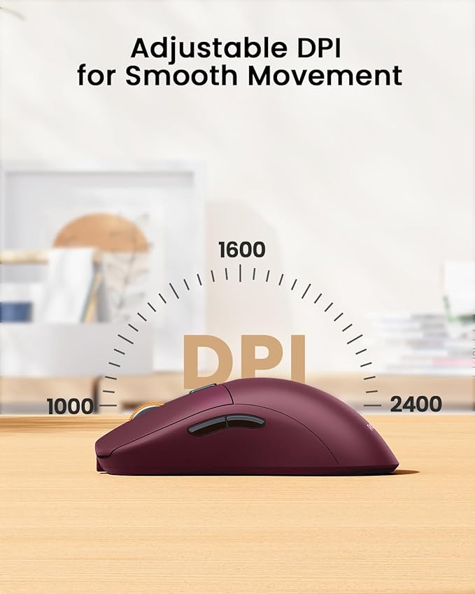 ProtoArc Bluetooth Wireless Mouse, USB C Mouse, EM15 Rechargeable Compact Portable Type C Wireless Mice for Laptop, Tablet, PC, Windows, Mac OS-Wine Red