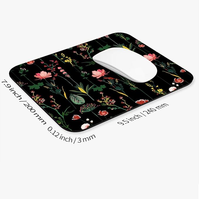 Square Mouse Pad Blooming Botanical Flowers,Personalized Premium-Textured Custom Mouse Mat Design,Washable Mousepad Cloth,Non-Slip Rubber Base Computer Mouse Pads for Wireless Mouse