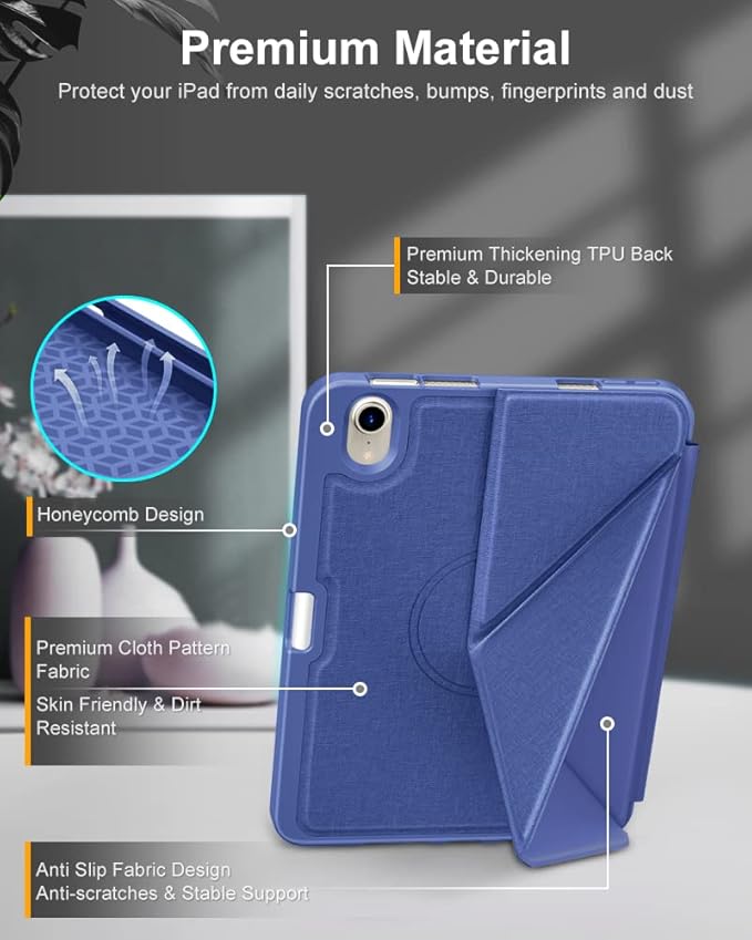 DTTO Case for iPad mini 7 (A17 Pro) 2024 / iPad mini 6 2021 8.3 inch with Pencil Holder, Multi-Angle Magnetic Standing Cover for iPad mini 7th/6th Generation [Auto Wake/Sleep], Dark Blue