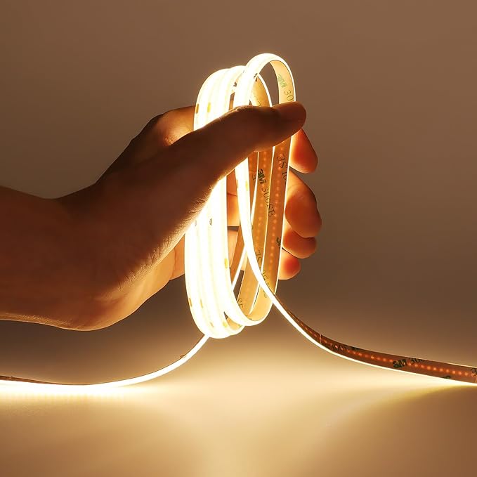 DC 5V USB COB LED Strip Light Warm White 3000K Dimmable IP65 Waterproof CRI 93+ USB Powered 6.6ft/2M 640LEDs High Brightness Flexible LED Tape Lights
