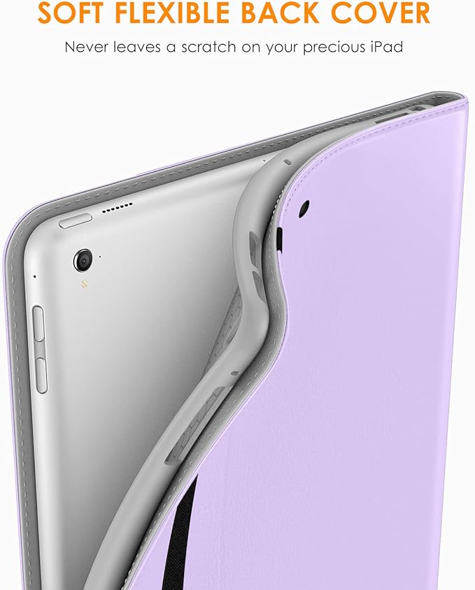 DTTO for iPad 9.7 Inch 5th/6th Generation 2018/2017 Case with Apple Pencil Holder, Premium Leather Folio Stand Cover Case for Apple iPad 9.7 inch, Also Fit iPad Pro 9.7/Air 2/Air - Lavender