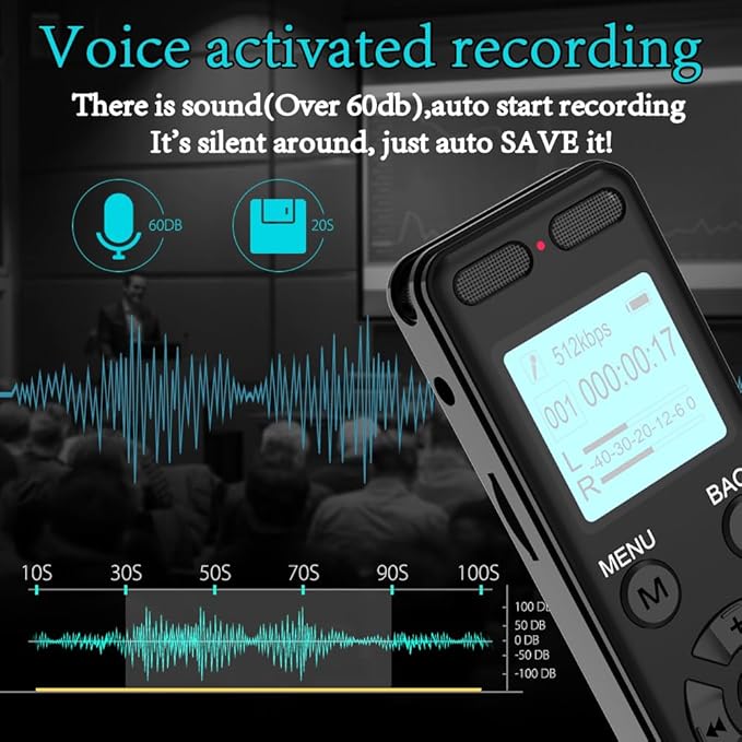 136GB Digital Voice Recorder Voice Activated Recorder for Lectures Meetings - aiworth 9860 Hours Sound Audio Recorder Dictaphone Recording Device with Playback,MP3 Player,Password,Variable Speed.