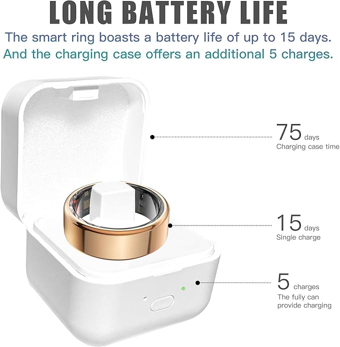 Smart Ring Health Tracker for Women Men, Sleep Tracker with Heart Rate and Blood Oxygen, Fitness Ring for Activity Monitoring, 15 Days Battery, No Subscription, Titanium Alloy (Black, #9)