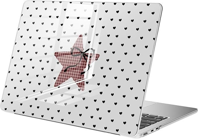 Compatible with MacBook Pro 14 inch Case M5 M4 M3 M2 M1 Pro/Max 2026-2021 A3427 A3426 A3434 A3112 A3185 A3401 A2918 A2992 A2779 A2442, Cute Love Heart Star Bow Hard Shell Clear Cover