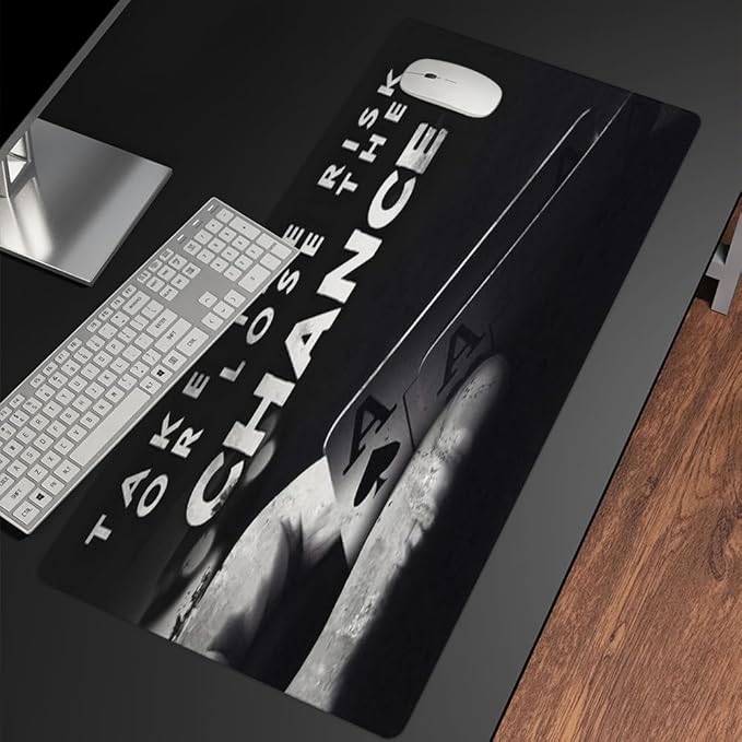 Take The Chance Motivational Desk Mat Black,Inspirational Large Mouse Pad 31.5"x15.7" Extended Gaming Mouse Pad Mat with Non-Slip Base Stitched Eges Mousepad for Computer,Keyboard Laptop