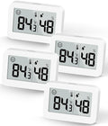 DOOMAY Mini Hygrometer Indoor Thermometer, Digital Humidity Gauge with Celsius Fahrenheit Switch Button,Humidity Meter Temperature Monitor for Babyroom Cellar Reptile Incubator Closet (4, White, 5 CM)