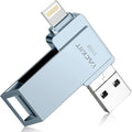 MFi Certified 512GB Flash Drives 3.0 High Speed 3ni1 USB Stick External Storage for iPhone/PC/iPad/Android/More Devices for Photos and Videos Transfer Storage Backup(512-Grey)