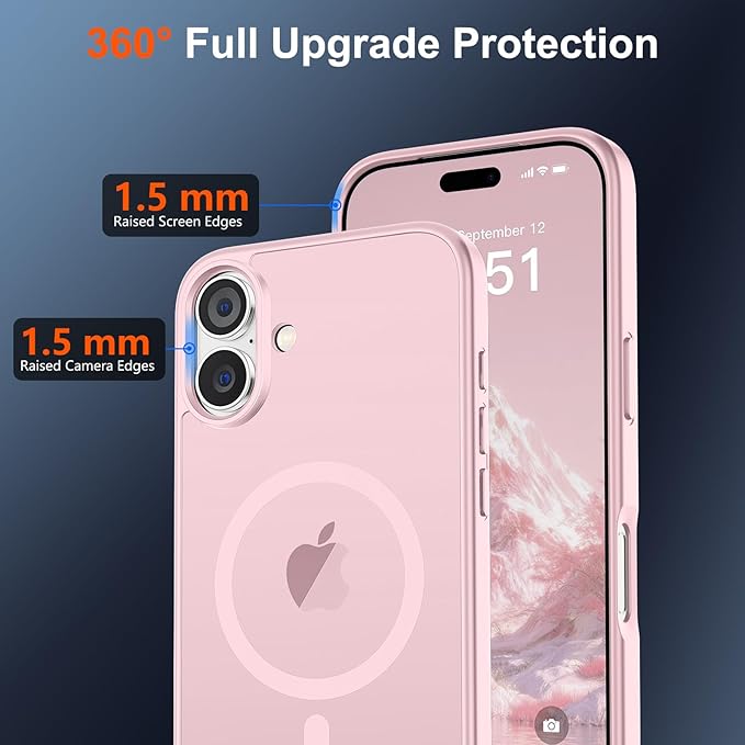SUPFINE Magnetic for iPhone 17 Case (Compatible with MagSafe)(Military Grade Drop Protection) Translucent Matte Shockproof with Anti-Fingerprint Phone Cover,Light Pink