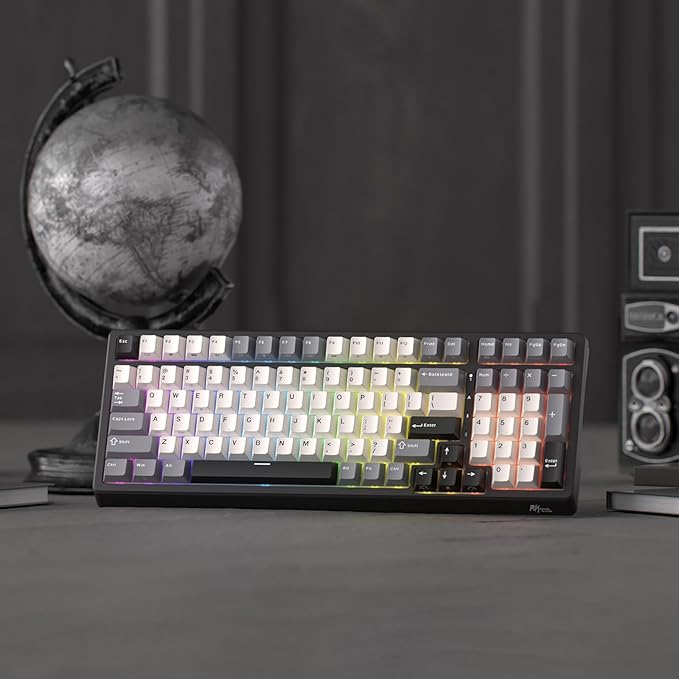 RK ROYAL KLUDGE F99 Wireless Mechanical Keyboard with Numper Pad, Tri-Mode Hot Swappable 95%100 Keys Gaming Keyboard BT/2.4G/USB-C, Pro Software, 5000mAh Battery, Customed Linear Creamy Switches