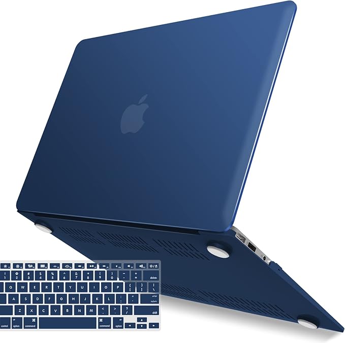 IBENZER Compatible with MacBook Air 11 Inch Case Model A1370 A1465, Soft Touch Plastic Hard Shell Case Bundle with Keyboard Cover for Mac Air 11, Navyl Blue, A11NVBL+1