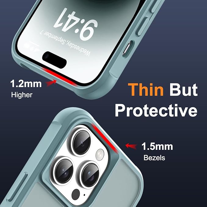 SKYLMW Compatible with iPhone 14 Pro Case with Invisible Magnetic O-Ring Stand Military-Grade Translucent Case for iPhone 14 Pro 6.1" [Compatible with Mag-Safe][Great Grip Feeling], Blue