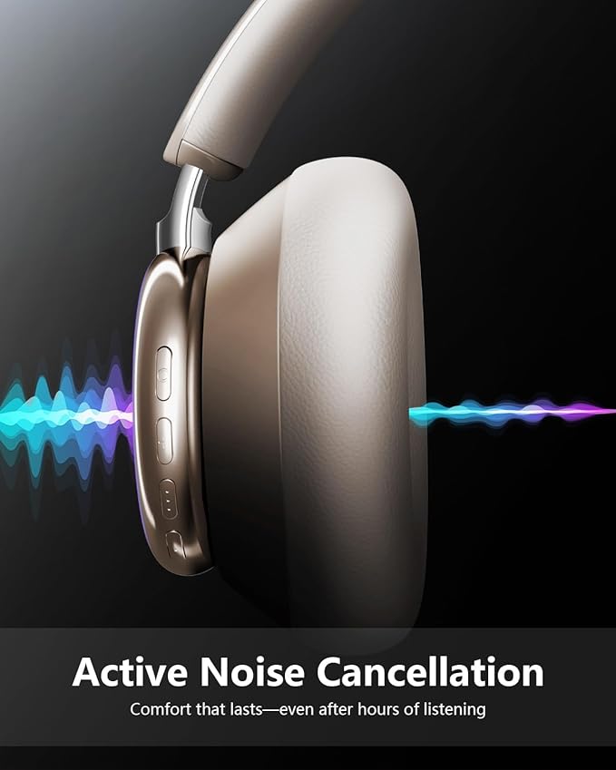 Wentronic Y03 Bluetooth Headphones Wireless Active Noise Cancelling Over Ear Headphones 48 Hours Playtime High Sound Quality 6 EQ Music Mode Headphones with Soft Ear Cushion - Starlight
