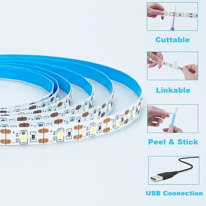 5V USB Purple 395-400nm LED Strip USB Powered 13.12ft/4M 240LEDs Flexible SMD2835 Black Light No-Waterproof IP20 LED Tape Lights (2pcs x 6.6ft)