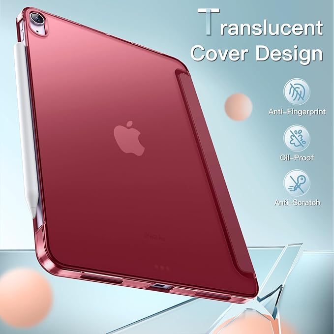 JETech Case ONLY for iPad Air 11-Inch M4/M3/M2 (2026/2025/2024), iPad Air 5/4 (2022/2020 5th/4th Generation 10.9-Inch), Slim Stand Hard Back Shell Cover with Auto Wake/Sleep (Wine)