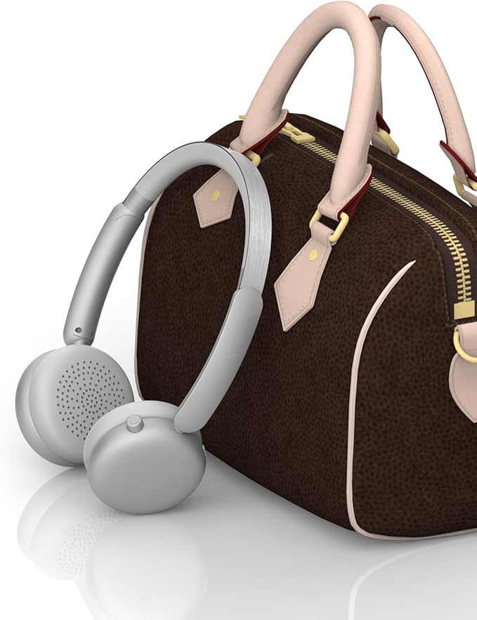 LC70 Small Wireless On-Ear Headphones – Lightweight Silver Headphones with USB-C Charging, Enhanced Bass Technology, 60H Battery with Hybrid Active Noise Canceling Function