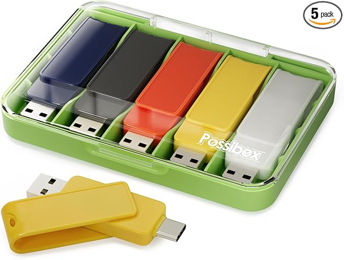 Type C&USB A 2-in-1 USB Flash Drive 64GB High Speed USB3.0 Writable Dual Memory Stick 5 Pack
