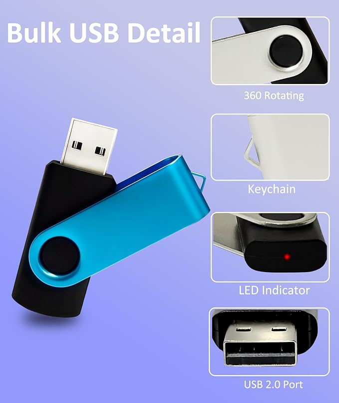 USB Thumb Drive 1GB USB Flash Drives 50 Pack Nicepicten Bulk USB 2.0 Flash Drive Pack of 50 1GB Swivel Jump Drives Multipack Memory Stick for Data Backup (50 Pack 1 GB Colorful)