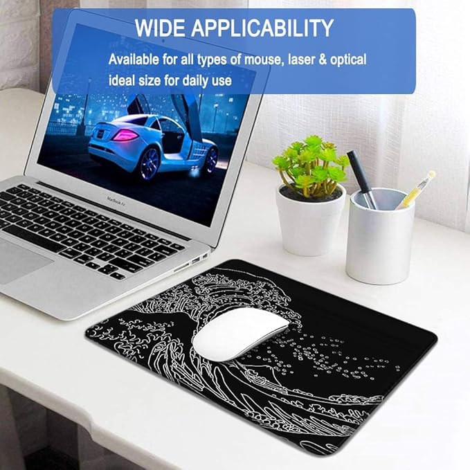 Mouse Pad, Large Gaming Mouse Pad with Double Stitched Edges, 14.9 x 11.7 inches Premium-Textured & Waterproof Mousepad, Nonslip Natural Rubber Base Mouse pad for Laptop,Computer, Office, Wave
