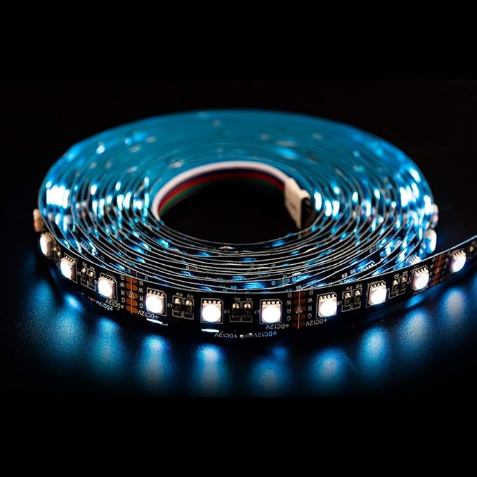 BTF-LIGHTING RGBW LED Strip Lights,UL Listed,5050 4 Colors in 1 RGB + 6000K-7000K Cool White,24V DC,16.4ft/5m 60LEDs/m 12mm Black PCB, IP67 Waterproof for Home Decoration(No Adapter or Controller)