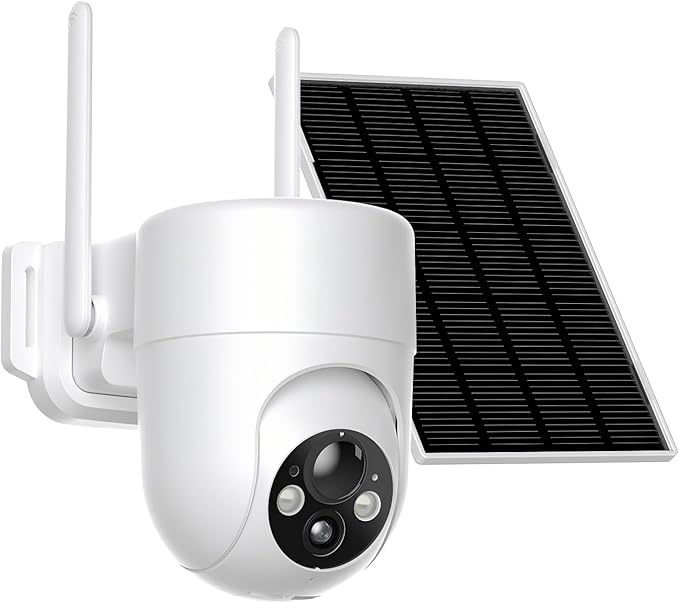 ELYSOO Solar Camera Outdoor Wireless, 2K Color Night Vision, Security Cameras Wireless Outdoor with 360°View, Battery Powered, 2.4GHz WiFi, Instant Alerts, IP65