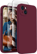 FireNova Designed for iPhone 15 Case, Silicone Upgraded [Camera Protection] Phone Case with [2 Screen Protectors], Soft Anti-Scratch Microfiber Lining Inside, 6.1 inch, Plum