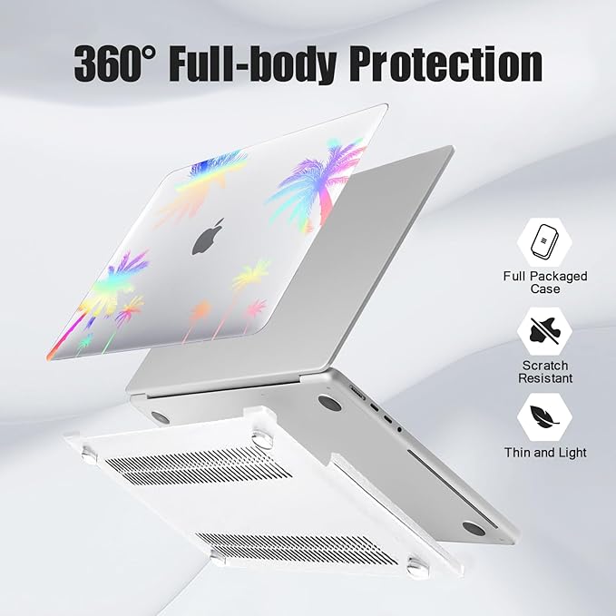 DTangLsm for MacBook Pro 14 inch Case 2026 M5, 2025-2021 M4 M3 M2 M1 A3426 A3427 A3434 A3112 A3185 A3401 A2918 A2992 A2779 A2442, Plastic Hard Cover for MacBook Pro 14 Case&Keyboard Skin, Coconut Tree