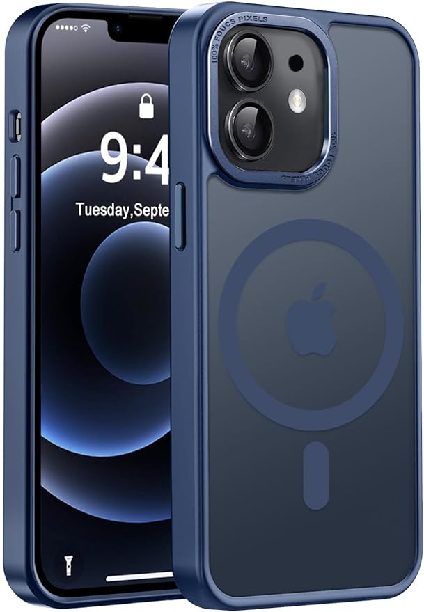 Newfuture Designed for iPhone 12 Case/iPhone 12 Pro Case with Magnetic [13 FT Military Drop Protection] [Compatible with Magsafe] Translucent Shockproof with Anti-Fingerprint Phone Case, Navy Blue