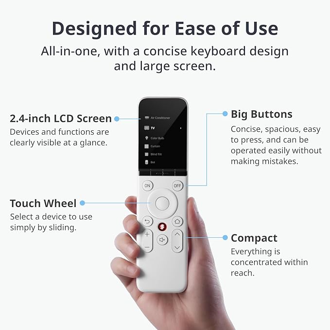 SwitchBot Universal Remote Control with Hub Mini Matter Enabled with Bot, Control 25 IR/Bluetooth Devices and 10 Scenes, Compatible with TV/AC/SwitchBot BLE Devices