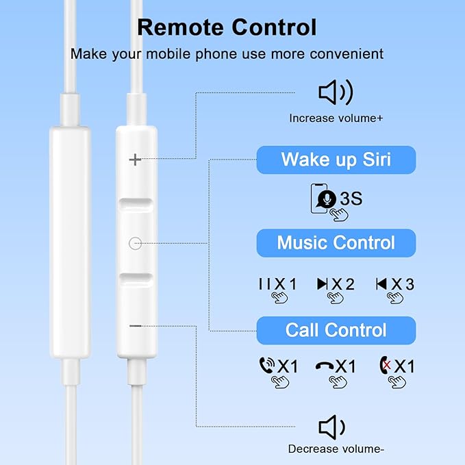 USB C Headphones for iPhone 17 16,2 Pack Type C Wired Earbuds with Microphone & HiFi Stereo Remote Noise Cancelling Earphones for iPhone 17/17 Pro Max/17 Air/ 15/15Pro/16/16 Pro Max,iPad,Galaxy S23