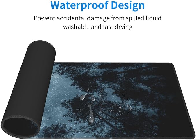 Night Sky Forest Mouse Pad XL Large Mousepad Non Slip Rubber Base Desk Mat for Laptop Computer Gaming 31.5" X 12"