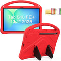 Kids Case for Samsung Galaxy Tab S10 FE+ (Plus) 13.1" 2025, Techcircle Light Weight Shock Proof EVA Foam Handle Rugged Stand Protective Cover, Red