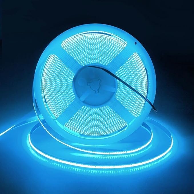 16.4FT5M COB Flexible LED Strip Light DC12V24V 528ledsm Bendable Tape (12V, Ice Blue)