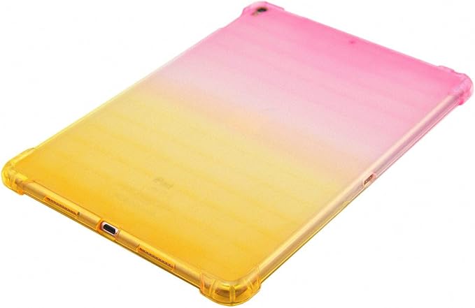 Translucent Frosted TPU Back Case for Apple iPad Air 3 (3rd Gen) 10.5" 2019 and iPad Pro 10.5" (2017) Gradient Color Impact Resistant Corner Protection Shockproof Cover, Pink & Yellow