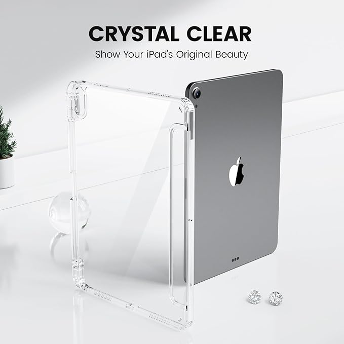 Clear Case for iPad mini 7 A17 Pro 8.3 Inch, iPad mini 7th/6th Generation Case (2024/2021),Slim Shockproof Transparent Back,Y-Shaped Mutil Angles Folding,Supports Pencil Pro&USB-C (Purple)