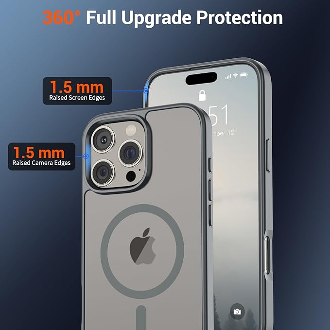 SUPFINE Magnetic for iPhone 16 Pro Max Case (Compatible with MagSafe) (Military Grade Drop Protection) Slim Translucent Matte Shockproof with Anti-Fingerprint Phone Case,Gray