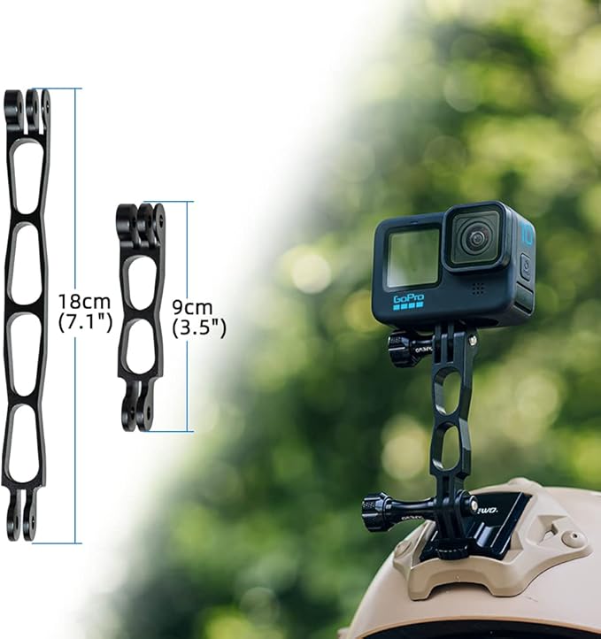 Aluminum NVG Helmet Mount Compatible with Go pro Hero 13 Black,GoPro Hero 12/11/10/9/8/7/(2018)/6/5 Black,DJI Osmo Action 5 pro/4/3/2 and Most Action Cameras(NVG+Extension Arm Set)