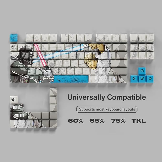 Team Liquid Star Wars Skywalker PBT Dye Sub Keycaps for Mechanical Gaming Keyboards, Cherry MX Switches, Custom Side Print, ANSI ISO Support, US Layout