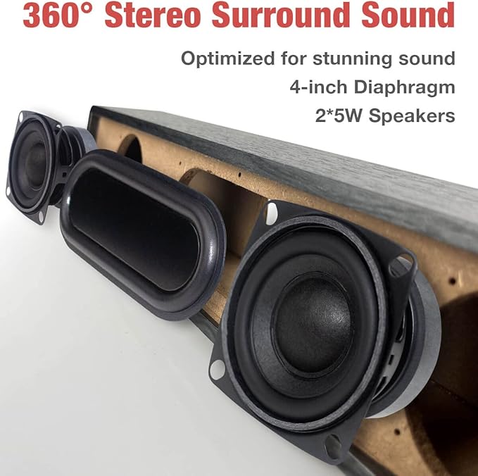 MICA Computer Speakers, Vintage Wired Computer Sound Bar, Retro Wooden Mini Soundbar, USB Powered PC Speakers for Desktop Monitor, Laptop, Tablet, 3.5mm Aux Connection, Angled (Gray)