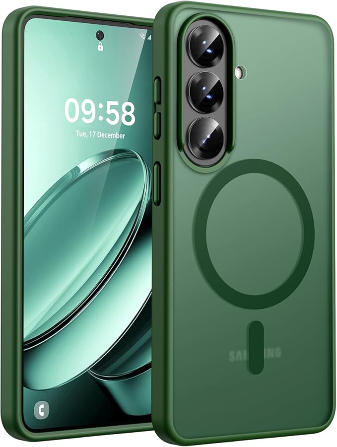 TOCOL for Samsung Galaxy S26 Case, Compatible with Magsafe, Full Camera Protection, Built-in Magnetic Ring, Drop Protection, Translucent Matte Phone Case for S26 6.3 inch (Alpine Green)