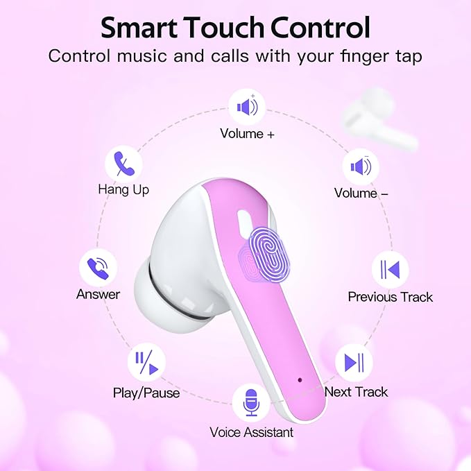 TAGRY Bluetooth Headphones True Wireless Earbuds 60H Playback LED Power Display Earphones with Wireless Charging Case IPX5 Waterproof in-Ear Ear buds with Mic for TV Smart Phone Laptop Computer Sports