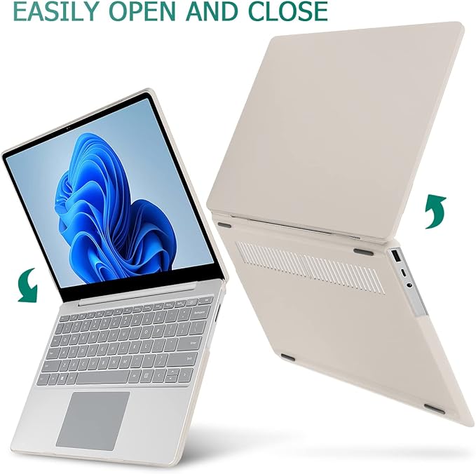 May Chen Compatible with Microsoft Surface Laptop Go 3 Go 2 Go 1 12.4 Inch Model 1943 2013 (2023 2022 2020 Release), Plastic Hard Shell Case with Screen Protector + Keyboard Cover + Dust Plug, Stone