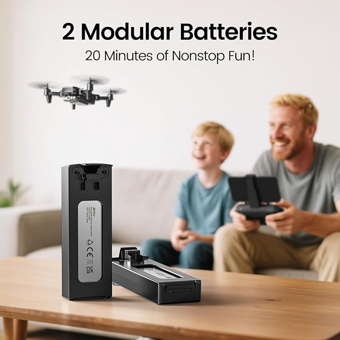 DEERC D20 Mini Drone for Kids with 1080P HD FPV Camera Remote Control Toys Gifts for Boys Girls with Altitude Hold, Headless Mode, One Key Start Speed Adjustment, 3D Flips 2 Batteries, Black