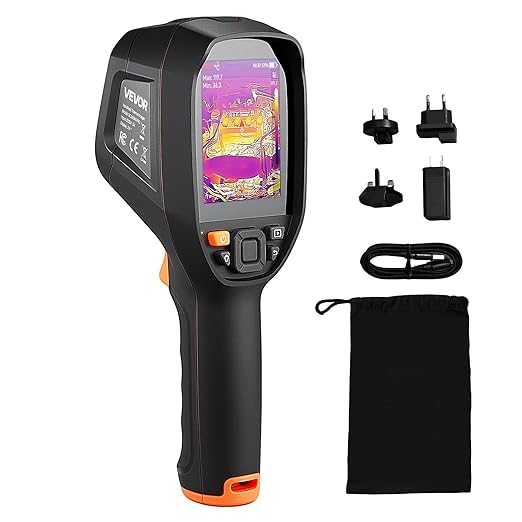 VEVOR Pro Thermal Imaging Camera, Upgraded 512 x 384 TISR Super Resolution, 3.45" LCD Infrared Thermal Imager with 2MP Visual Camera, 25HZ Refresh Rate, -4°F - 1022°F, 4 Image Modes & 7 Color Palettes